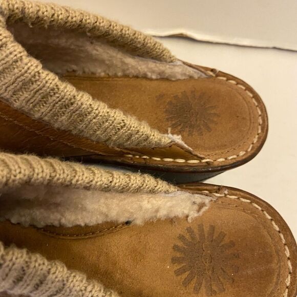 Ugg brown fur lined clogs mules size 10 sn #1937 - Picture 4 of 9